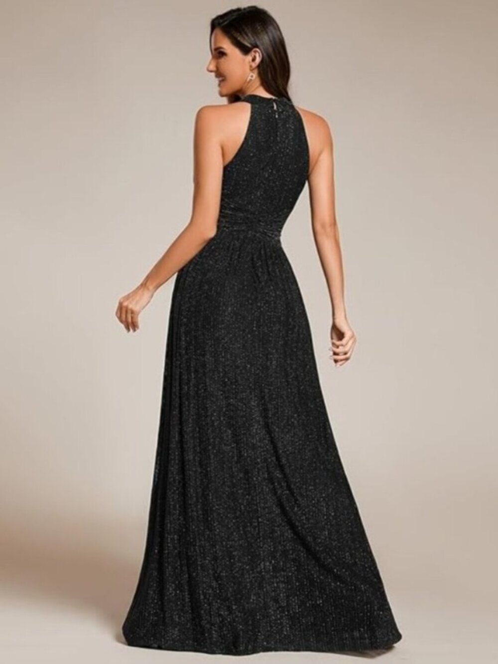 EVER PRETTY Black Floor Length Halter Evening Gown Size 6 - Picture 4 of 15